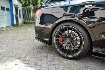 Heck Ansatz Flaps Diffusor für Mercedes C-Klasse S205 63 AMG schwarz Hochglanz